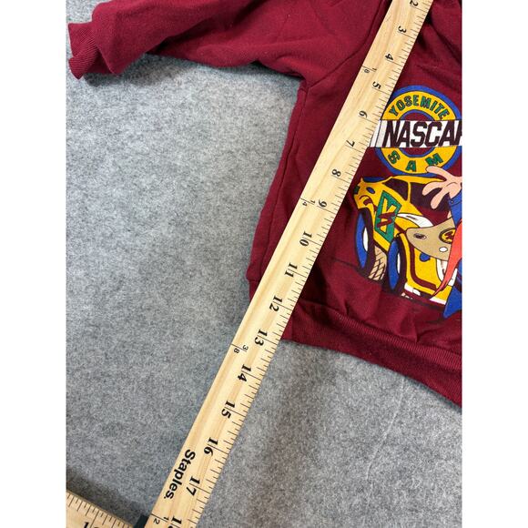 VINTAGE 90s NASCAR Racing Yosemite Sam Sweatshirt Toddler 2T Red Looney Tunes - Picture 3 of 7